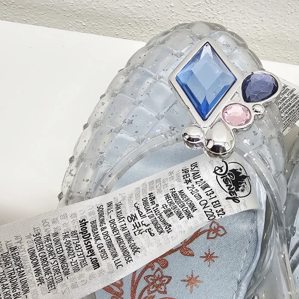 Disney Cinderella Glass Slipper Sparkle Light Up Gem Heart Dresss Shoes Size 2/3